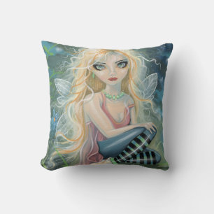 Cute Little Blonde Fairy Fantasy Art Pillow