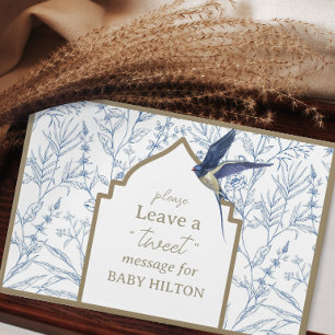 Cute Little Blue Bird Baby Shower Guest Book