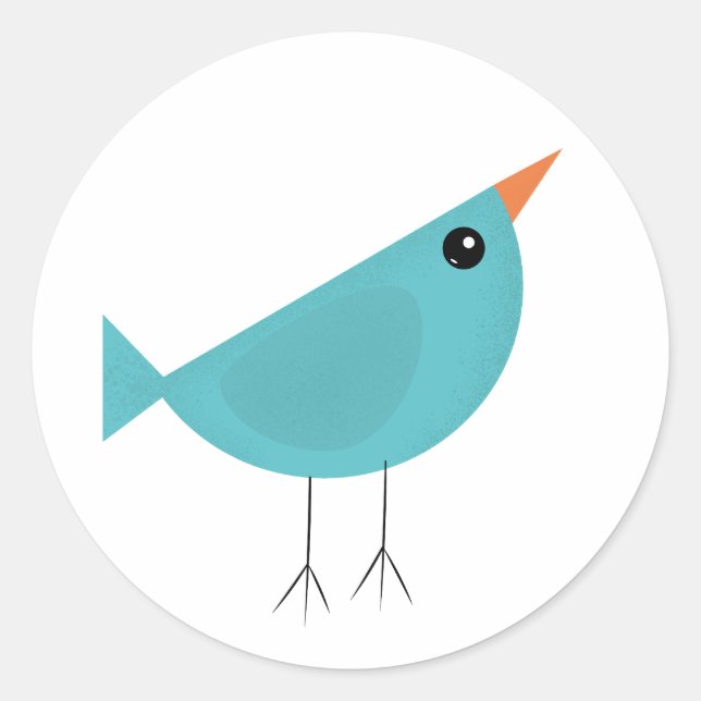 Cute little blue bird classic round sticker (Front)
