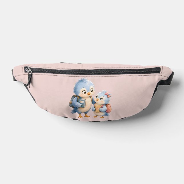 Cute Little Blue Bird Siblings Belt Bag (Lay Down)
