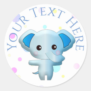 Cute Little Blue Boy Elephant Classic Round Sticker