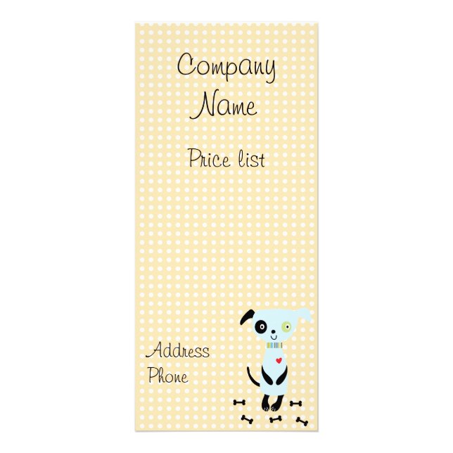 Cute Little Blue Dog Price Cards (Front)