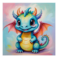 Cute little blue dragon