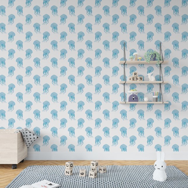 Cute Little Blue jellyfish Nursery Wallpaper (Cute Little Blue jellyfish Nursery Wallpaper)