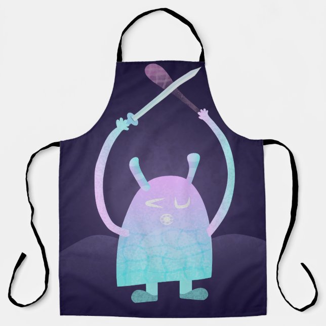 Cute Little Blue Monster Apron (Front)