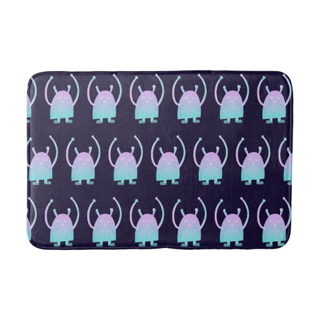 Cute Little Blue Monster Bath Mat (Front)