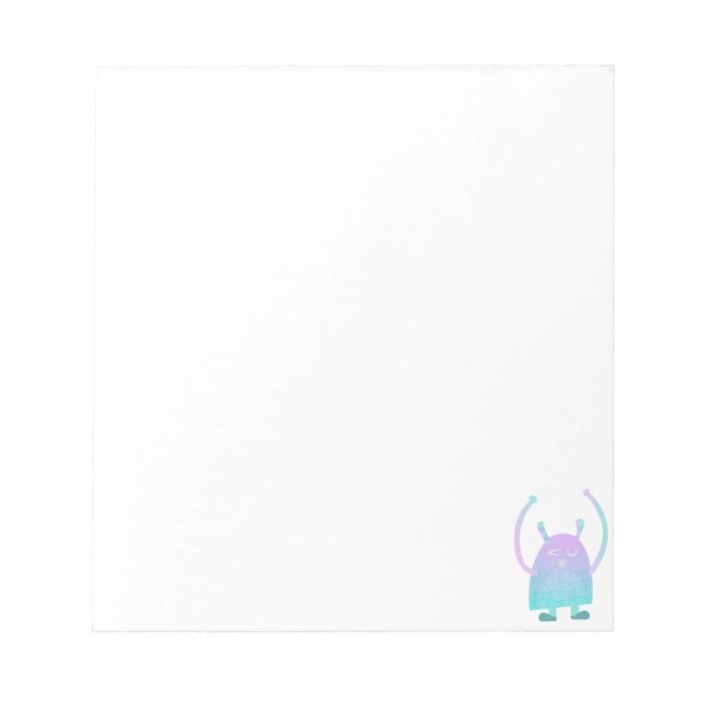 Cute Little Blue Monster Notepad (Front)