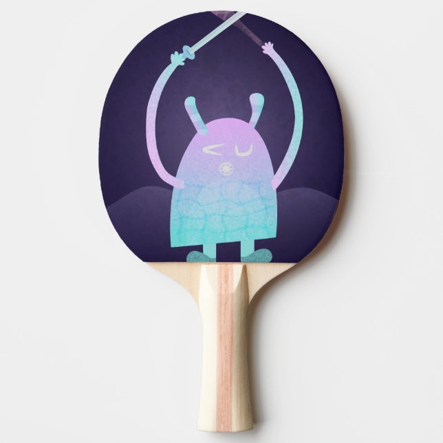 Cute Little Blue Monster Ping Pong Paddle (Front)