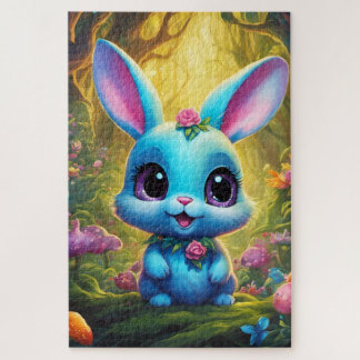 Cute little blue rabbit jigsaw puzzle