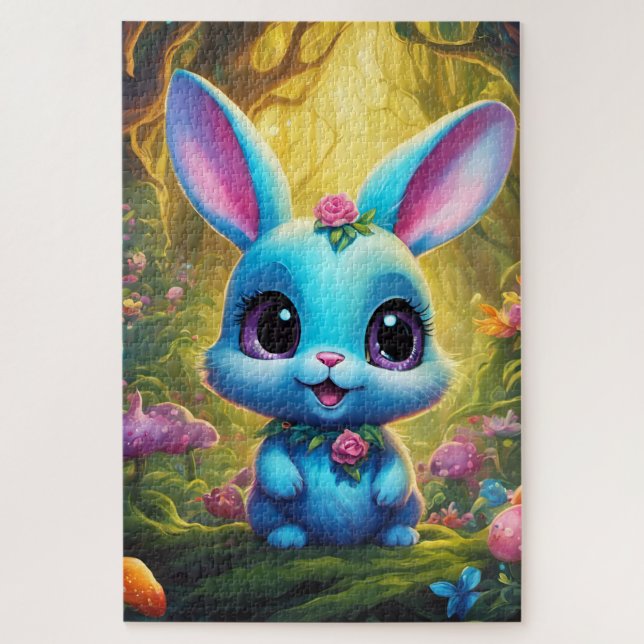 Cute little blue rabbit jigsaw puzzle (Vertical)
