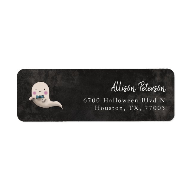Cute Little Boo Bow Tie Ghost Return Address (Front)