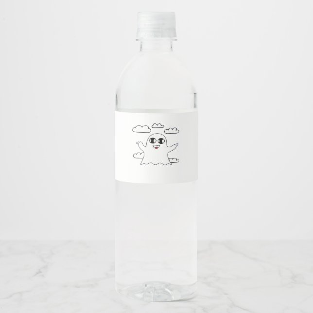Cute Little Boo Creative Style Water Bottle Label (Front)