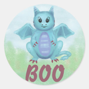 cute little boo dragon classic round sticker