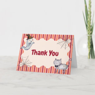 Cute Little Boo Ghost Cat Fall Autumn Baby Shower Thank You Card