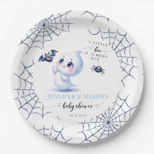 Cute Little Boo Ghost Halloween Baby Boy Shower Paper Plate