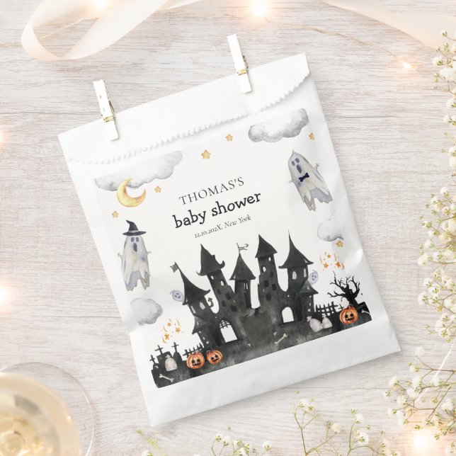 Cute Little Boo Ghost House Baby Shower Favour Bags (Clipped)