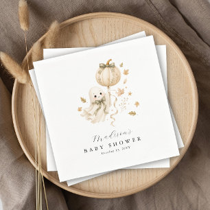 Cute Little Boo Ghost Pumpkin Baby Shower Napkin