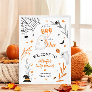 Cute little Boo Halloween baby shower welcome Poster