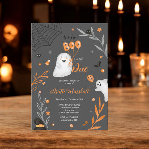 Cute little Boo Halloween orange baby shower Invitation