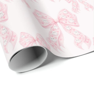 Cute Little Boo Pink Bow Halloween Baby Shower Wrapping Paper