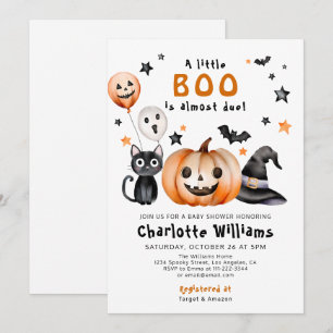 Cute Little Boo Pumpkin Halloween Baby Shower  Invitation