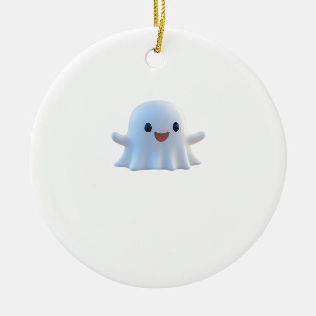 Cute Little Boo Retro Graphic Ceramic Tree Decoration (Front)