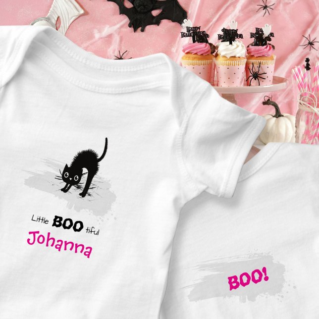 Cute Little Boo Tiful Cat Ghost Baby Halloween Bodysuit (Little BOO-tifful Cat and Ghost Baby Bodysuit ©Susanne Sachers - Sunny Mind 👻)