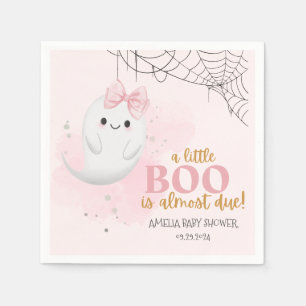 Cute little boo watercolor fall girl baby shower napkin