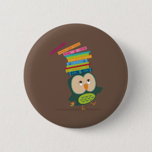 Cute little book owl 6 cm round badge
