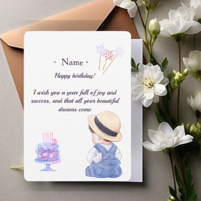 Cute Little Boy Personalized Birthday Card for Son (Creator Uploaded)