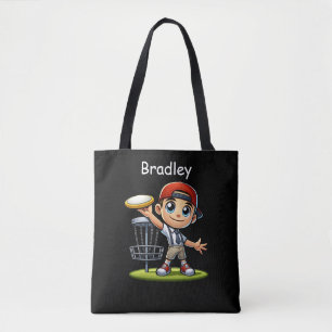 Cute Little Boy Playing Disc Golf Personalized Tote Bag