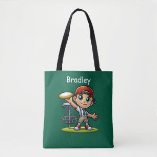 Cute Little Boy Playing Disc Golf Personalized Tote Bag