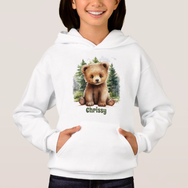 Cute little brown bear add name (Front)