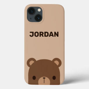Cute Little Brown Bear with Personalised Name iPhone 13 Case