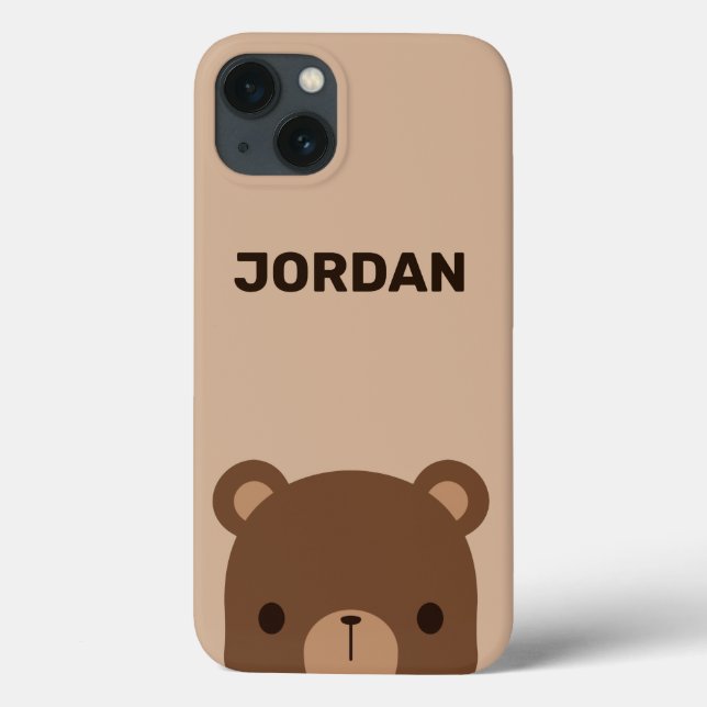 Cute Little Brown Bear with Personalised Name Case-Mate iPhone Case (Back)