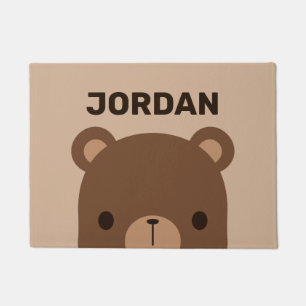 Cute Little Brown Bear with Personalised Name Doormat