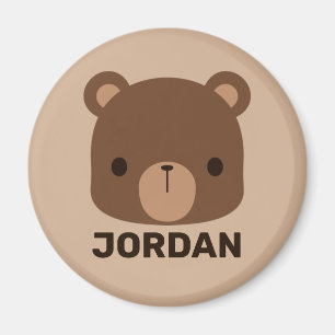Cute Little Brown Bear with Personalised Name Magnet
