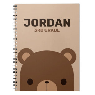 Cute Little Brown Bear with Personalised Name Notebook