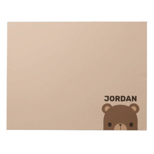 Cute Little Brown Bear with Personalised Name Notepad