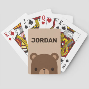 Cute Little Brown Bear with Personalised Name Playing Cards