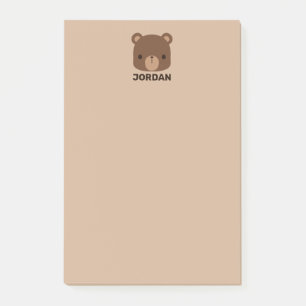 Cute Little Brown Bear with Personalised Name Post Post-it Notes