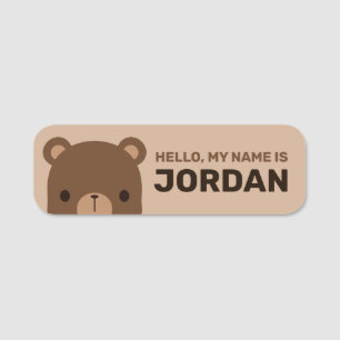 Cute Little Brown Bear with Personalised Name Tag