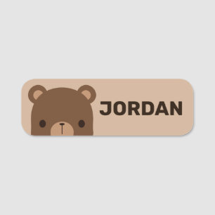 Cute Little Brown Bear with Personalized Name Tag