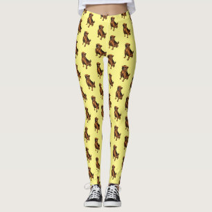  Cute Little Brown Chihuahua Dog Pet Pale Yellow Leggings