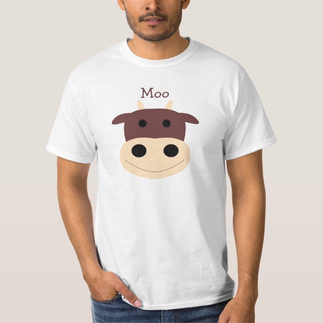 Cute little brown cow mens tshirt (Front)