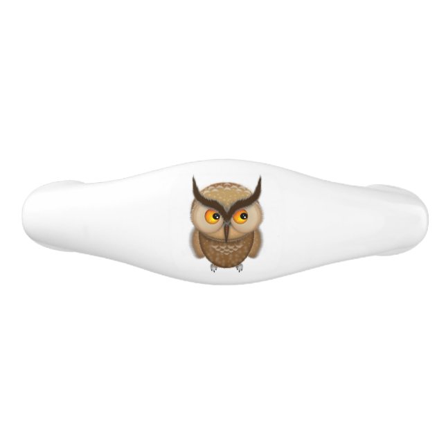 Cute Little Brown Owl Ceramic Drawer Pull (Front)