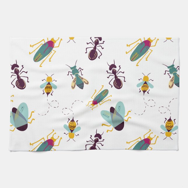 cute little bugs insects tea towel (Horizontal)