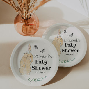 Cute Little Bunny Baby Shower  Paper Plate