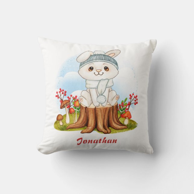 Cute Little Bunny Fall Nursery Decor Cushion (Front)