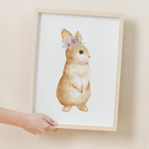 Cute Little Bunny Floral Woodland Nursery Decor 